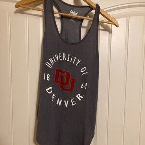 Denver University Pioneers Tank Top Womens Small Gray Racerback Blue 84 Rayon